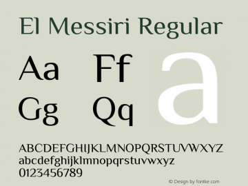 El Messiri Regular Version 2.009; ttfautohint (v1.8.2) Font Sample