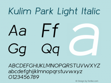 Kulim Park Light Italic Version 1.000; ttfautohint (v1.8.3)图片样张