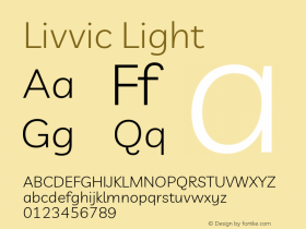 Livvic Light Version 1.001; ttfautohint (v1.8.2) Font Sample