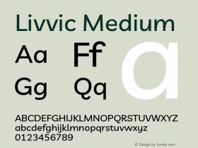 Livvic Medium Version 1.001; ttfautohint (v1.8.2) Font Sample