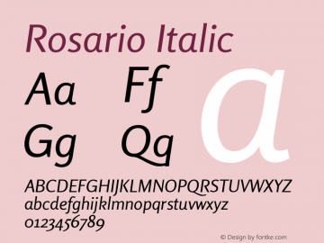 Rosario Italic Version 1.101; ttfautohint (v1.8.1.43-b0c9) Font Sample