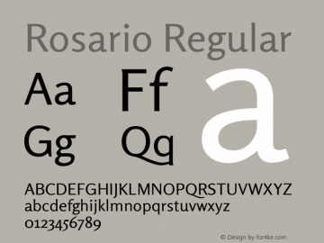 Rosario Regular Version 1.101; ttfautohint (v1.8.1.43-b0c9) Font Sample