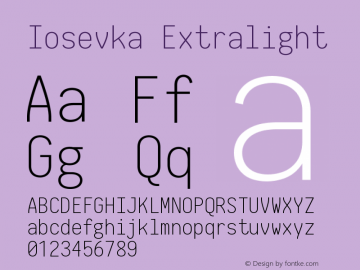 Iosevka Extralight 2.3.2 Font Sample