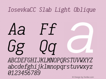 IosevkaCC Slab Light Oblique 2.3.2 Font Sample