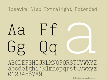 Iosevka Slab Extralight Extended 2.3.2 Font Sample