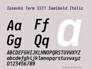 Iosevka Term SS11 Semibold Italic 2.3.2 Font Sample