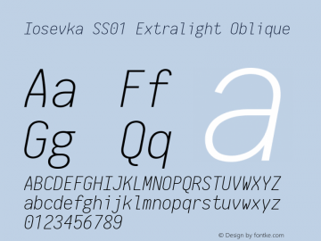 Iosevka SS01 Extralight Oblique 2.3.2 Font Sample