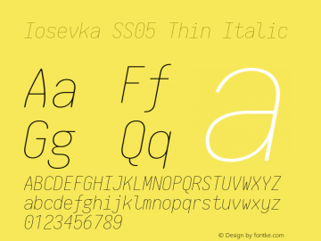 Iosevka SS05 Thin Italic 2.3.2 Font Sample