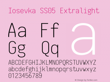 Iosevka SS05 Extralight 2.3.2 Font Sample