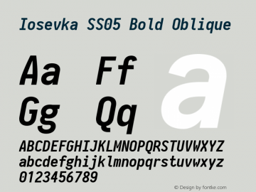 Iosevka SS05 Bold Oblique 2.3.2 Font Sample