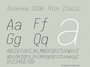 Iosevka SS06 Thin Italic 2.3.2 Font Sample