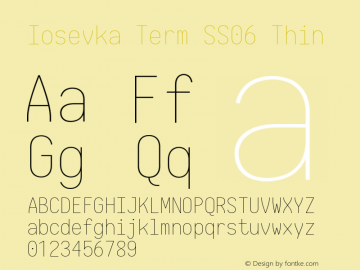 Iosevka Term SS06 Thin 2.3.2 Font Sample