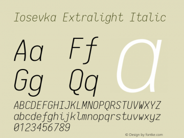 Iosevka Extralight Italic 2.3.2; ttfautohint (v1.8.3)图片样张