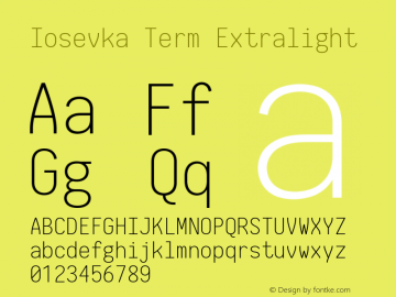 Iosevka Term Extralight 2.3.2; ttfautohint (v1.8.3)图片样张