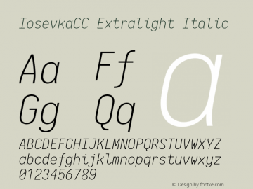 IosevkaCC Extralight Italic 2.3.2; ttfautohint (v1.8.3)图片样张