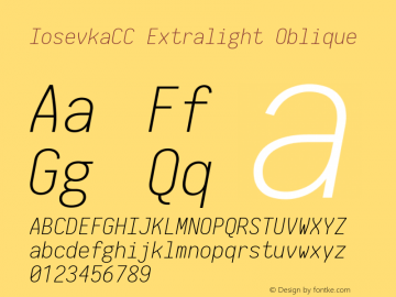 IosevkaCC Extralight Oblique 2.3.2; ttfautohint (v1.8.3) Font Sample