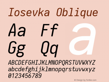 Iosevka Oblique 2.3.2; ttfautohint (v1.8.3)图片样张
