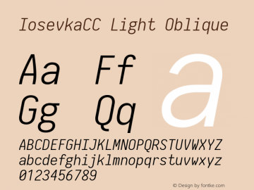 IosevkaCC Light Oblique 2.3.2; ttfautohint (v1.8.3) Font Sample