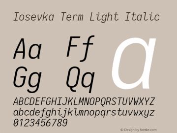 Iosevka Term Light Italic 2.3.2; ttfautohint (v1.8.3)图片样张