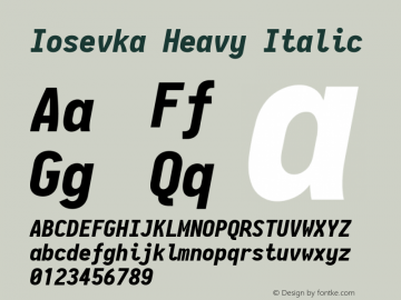 Iosevka Heavy Italic 2.3.2; ttfautohint (v1.8.3)图片样张