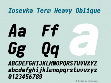 Iosevka Term Heavy Oblique 2.3.2; ttfautohint (v1.8.3) Font Sample