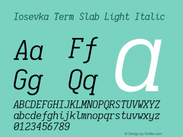 Iosevka Term Slab Light Italic 2.3.2; ttfautohint (v1.8.3)图片样张