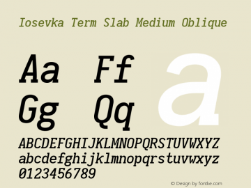Iosevka Term Slab Medium Oblique 2.3.2; ttfautohint (v1.8.3)图片样张