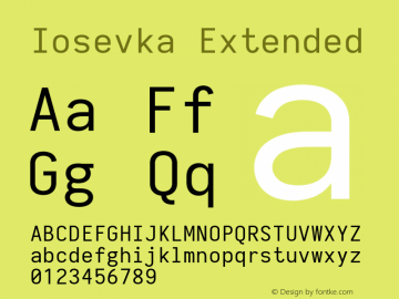 Iosevka Extended 2.3.2; ttfautohint (v1.8.3) Font Sample
