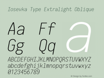 Iosevka Type Extralight Oblique 2.3.2图片样张