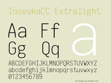 IosevkaCC Extralight 2.3.2 Font Sample