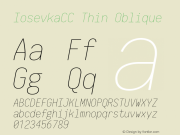 IosevkaCC Thin Oblique 2.3.2 Font Sample