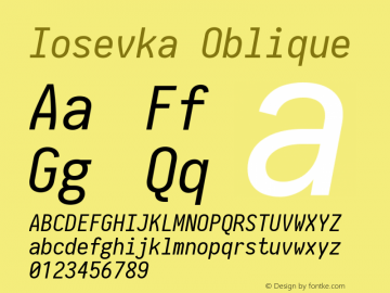 Iosevka Oblique 2.3.2 Font Sample