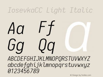 IosevkaCC Light Italic 2.3.2 Font Sample