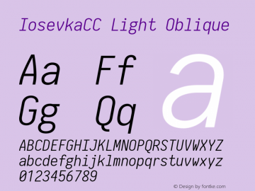 IosevkaCC Light Oblique 2.3.2 Font Sample