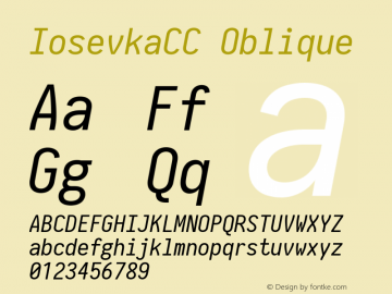 IosevkaCC Oblique 2.3.2 Font Sample