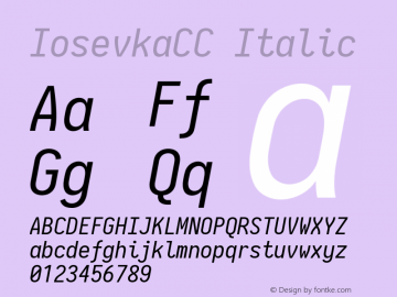 IosevkaCC Italic 2.3.2 Font Sample