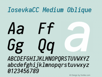 IosevkaCC Medium Oblique 2.3.2 Font Sample