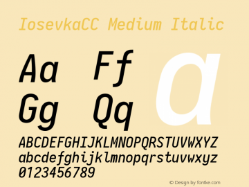 IosevkaCC Medium Italic 2.3.2 Font Sample