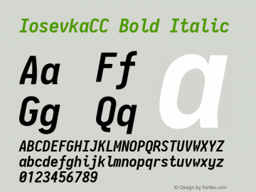 IosevkaCC Bold Italic 2.3.2 Font Sample