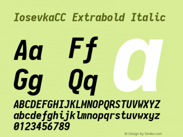 IosevkaCC Extrabold Italic 2.3.2 Font Sample