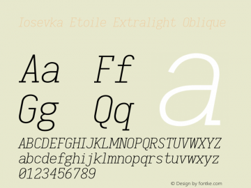 Iosevka Etoile Extralight Oblique 2.3.2; ttfautohint (v1.8.3)图片样张