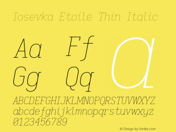 Iosevka Etoile Thin Italic 2.3.2; ttfautohint (v1.8.3)图片样张