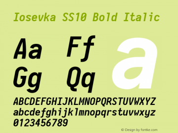 Iosevka SS10 Bold Italic 2.3.2; ttfautohint (v1.8.3) Font Sample