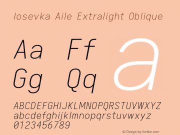 Iosevka Aile Extralight Oblique 2.3.2; ttfautohint (v1.8.3)图片样张