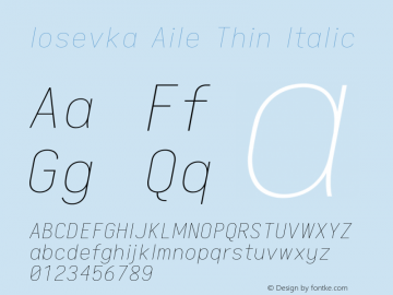 Iosevka Aile Thin Italic 2.3.2; ttfautohint (v1.8.3) Font Sample