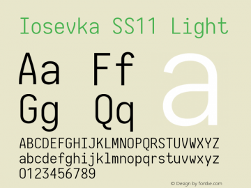 Iosevka SS11 Light 2.3.2; ttfautohint (v1.8.3) Font Sample