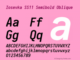 Iosevka SS11 Semibold Oblique 2.3.2; ttfautohint (v1.8.3) Font Sample