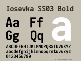 Iosevka SS03 Bold 2.3.2; ttfautohint (v1.8.3) Font Sample