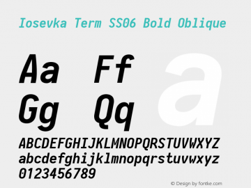 Iosevka Term SS06 Bold Oblique 2.3.2; ttfautohint (v1.8.3) Font Sample