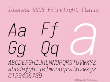 Iosevka SS08 Extralight Italic 2.3.2; ttfautohint (v1.8.3)图片样张